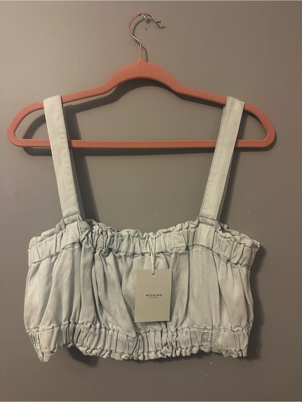 Weekend Max Mara Light Blue Ruched Crop Top